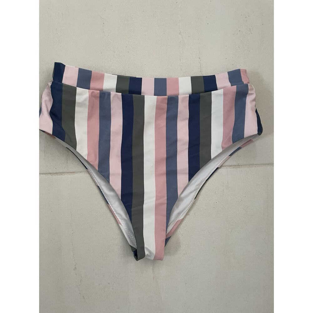 Raisins Swim Bikini Bottom High Waist Striped Swimwear Beach Summer